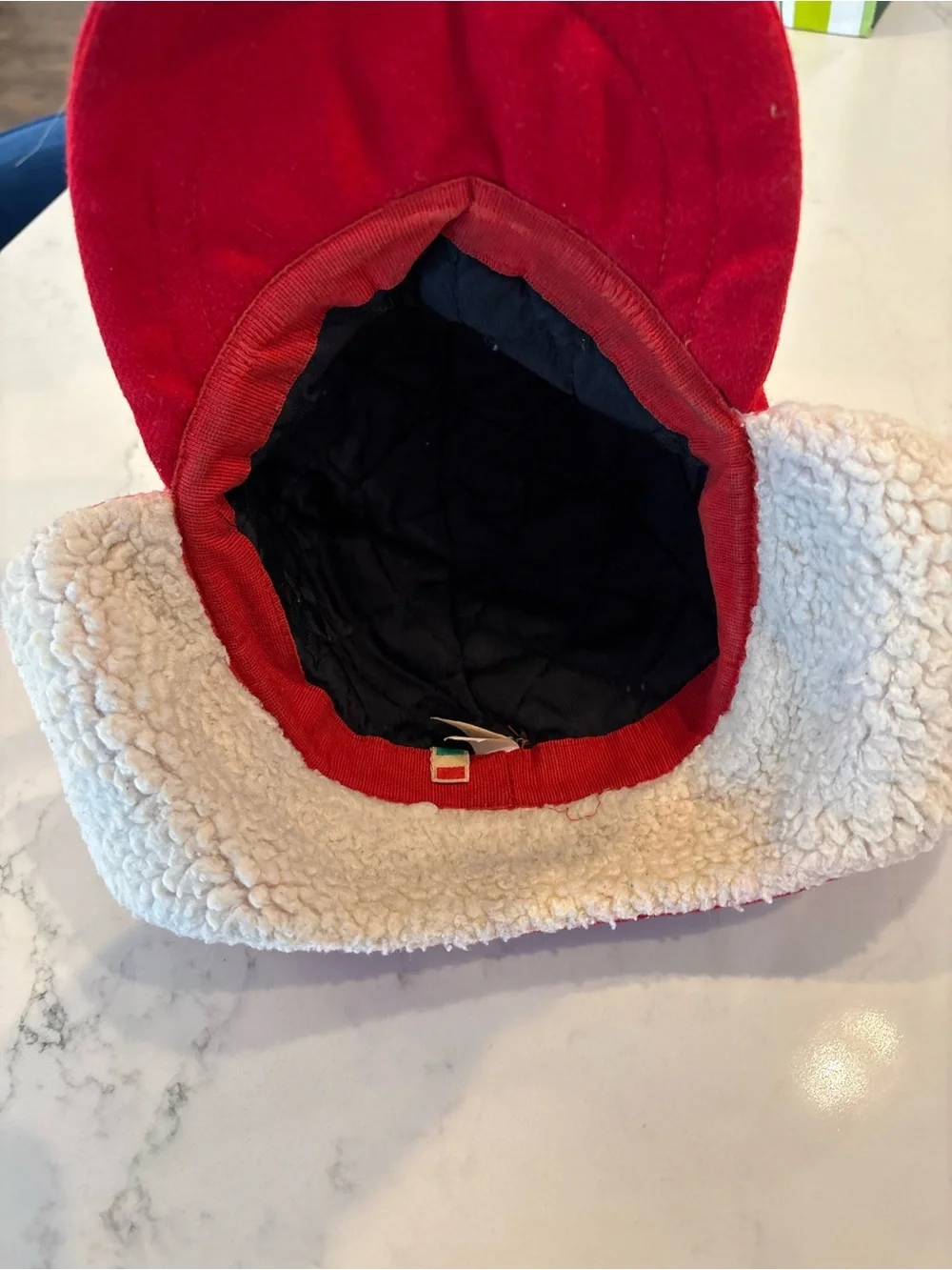 Vintage Red Sherpa-Lined Earflap Hat